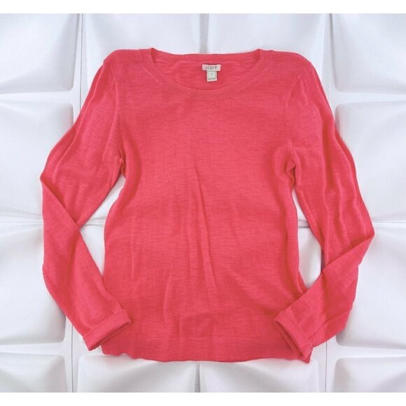 J Crew Womens Sz S Pink Cotton Knit Crewneck Pullover Sweater - Picture 2 of 9